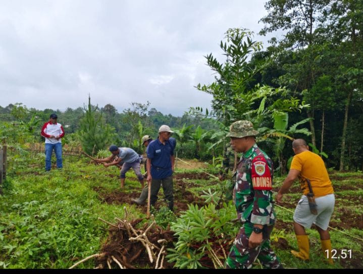 Babinsa Koramil 2206/Parakansalak Laksanakan Karya Bakti Pembersihan Lahan KDKMP 10