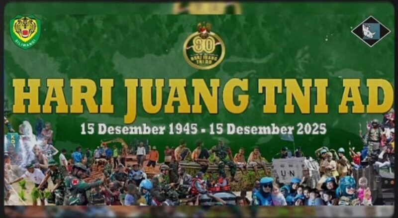 Banner Hari Juang TNI AD 15 Desember 1945 - 2025 Kodim 0622 Kabupaten Sukabumi