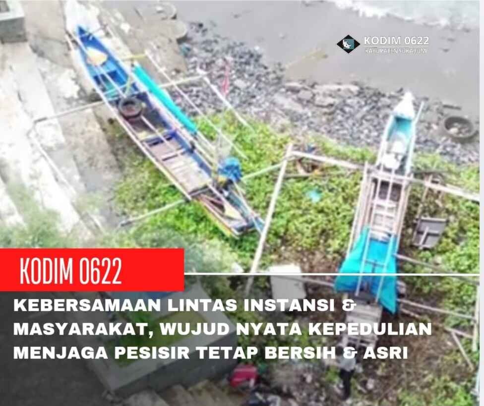 Kodim0622 bersama warga bersihkan pantai selatan