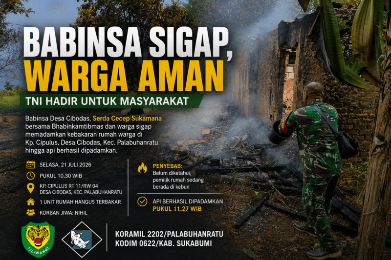 Babinsa Koramil 2202/Palabuhanratu Sigap Bantu Padamkan Kebakaran Rumah Warga di Desa Cibodas 1 Babinsa Koramil 2202/Palabuhanratu Sigap Bantu Padamkan Kebakaran Rumah Warga di Desa Cibodas